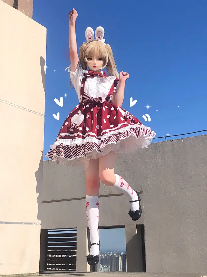 Pink Lolita Skirt Set with Rabbit Ears & Strap — feature 39