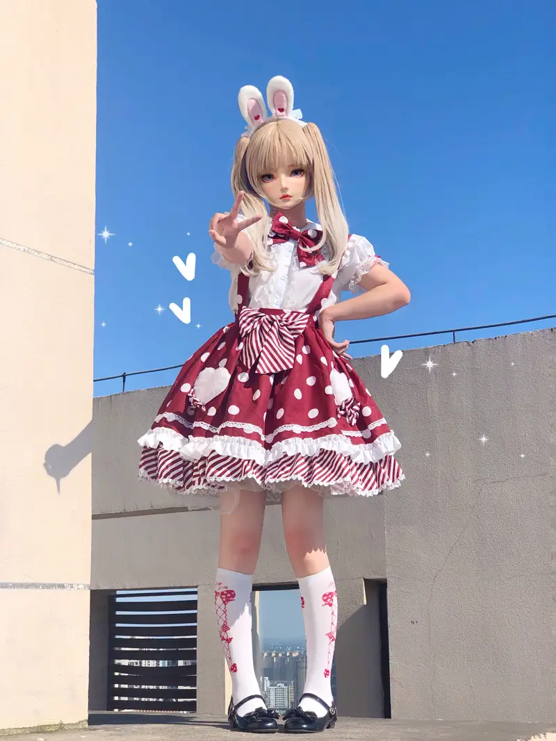 Pink Lolita Skirt Set with Rabbit Ears & Strap — feature 41
