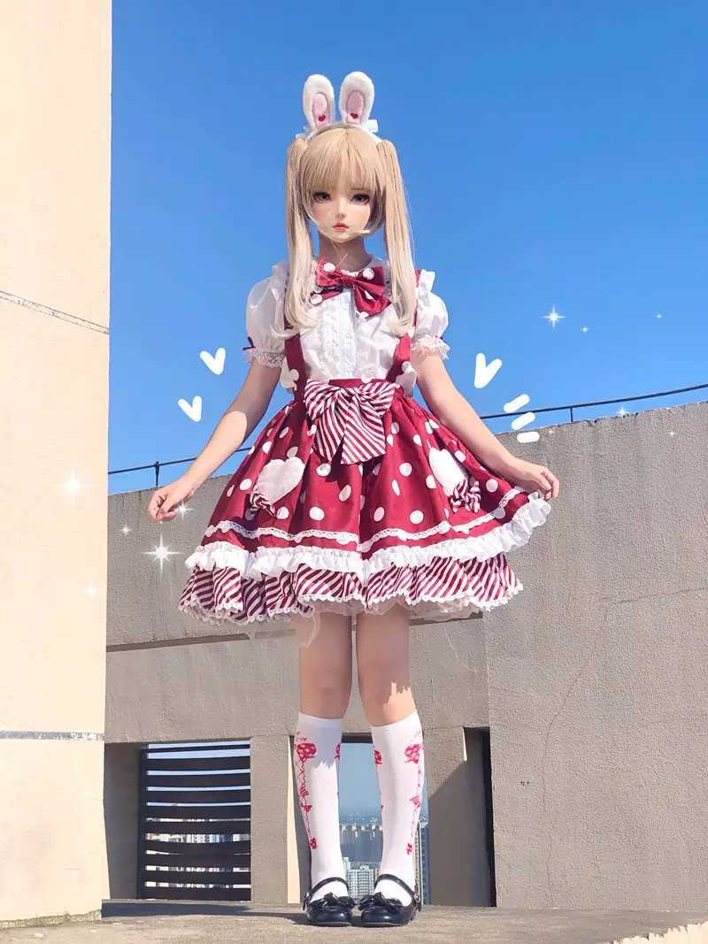 Pink Lolita Skirt Set with Rabbit Ears & Strap — feature 42