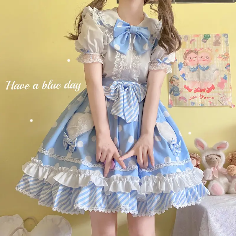 Pink Lolita Skirt Set with Rabbit Ears & Strap — feature 48