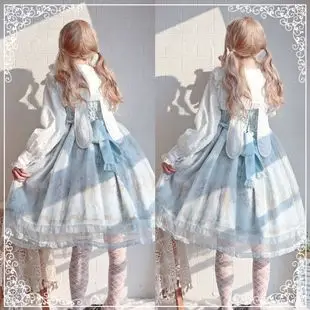 Pink Lolita Skirt Set with Rabbit Ears & Strap — feature 5
