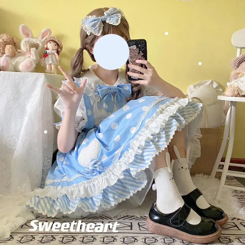 Pink Lolita Skirt Set with Rabbit Ears & Strap — feature 50