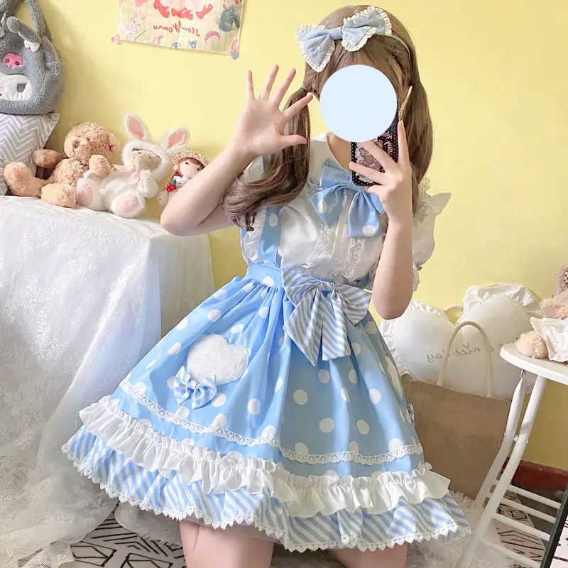 Pink Lolita Skirt Set with Rabbit Ears & Strap — feature 52