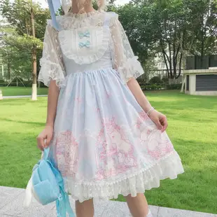 Pink Lolita Skirt Set with Rabbit Ears & Strap — feature 9