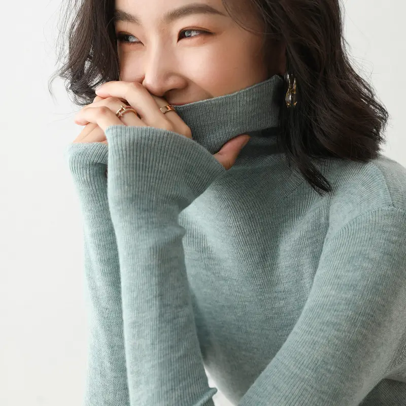 Women's Wool Turtleneck Sweater 2021 Winter - Image 12
