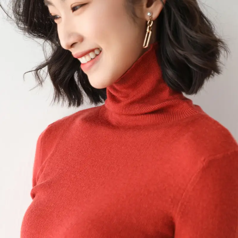 Women's Wool Turtleneck Sweater 2021 Winter - Image 15