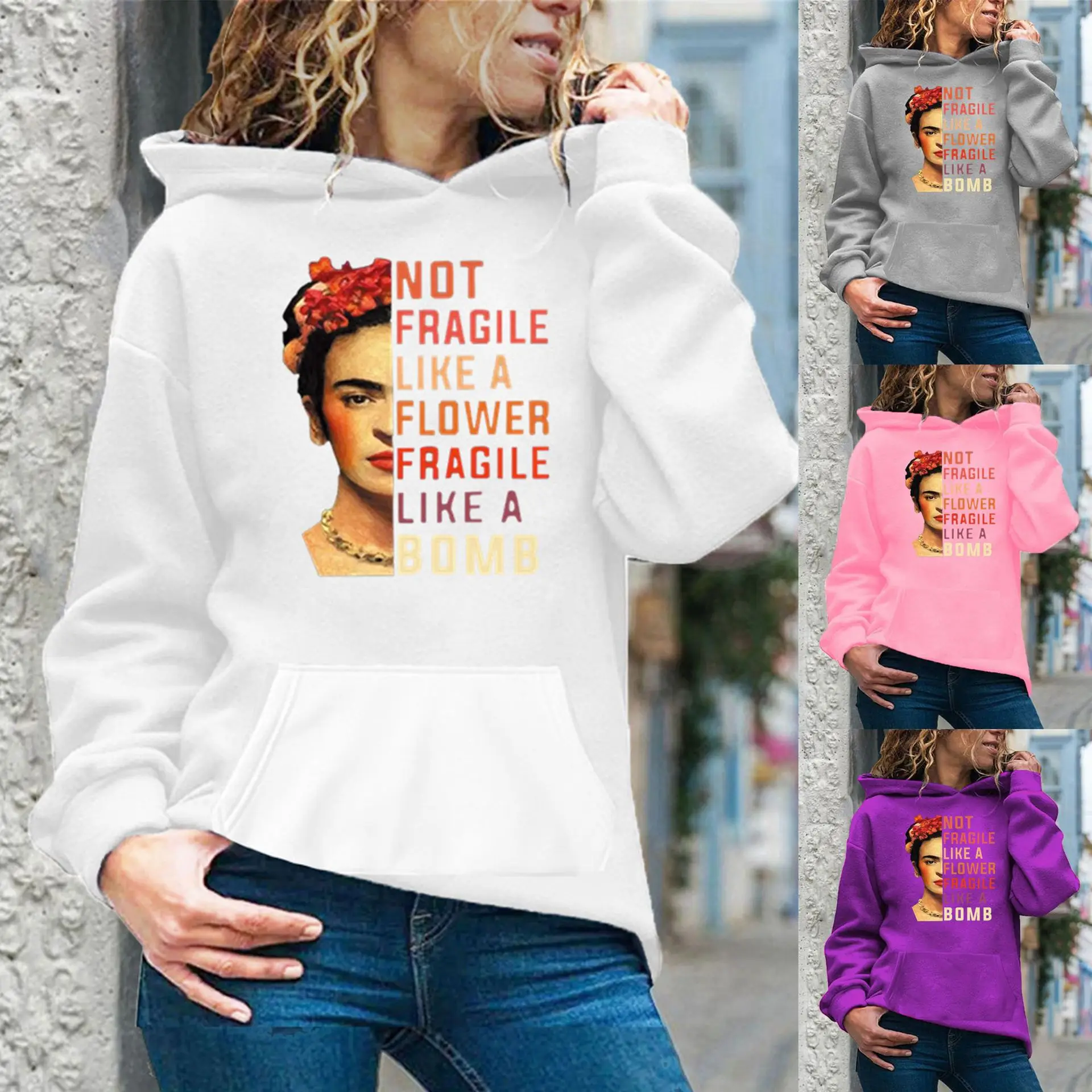 Women's 2020 Hoodie Brown Floral Print Bomby Bombs - Image 12