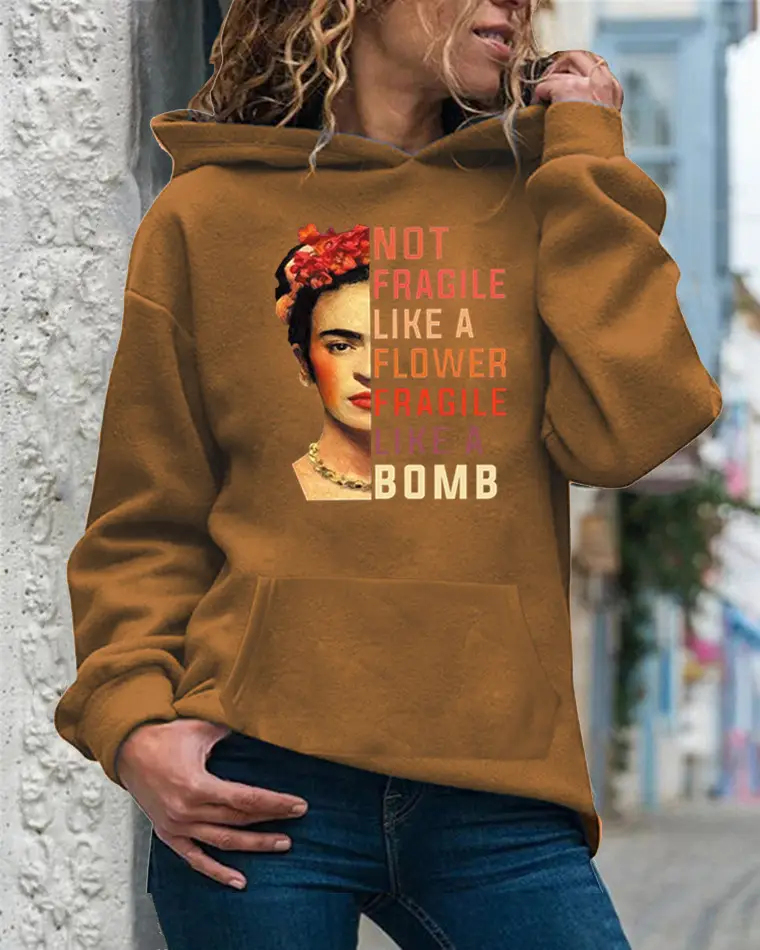 Women's 2020 Hoodie Brown Floral Print Bomby Bombs - Image 13