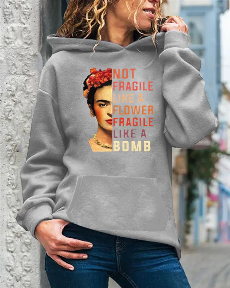 Women's 2020 Hoodie Brown Floral Print Bomby Bombs - Image 3