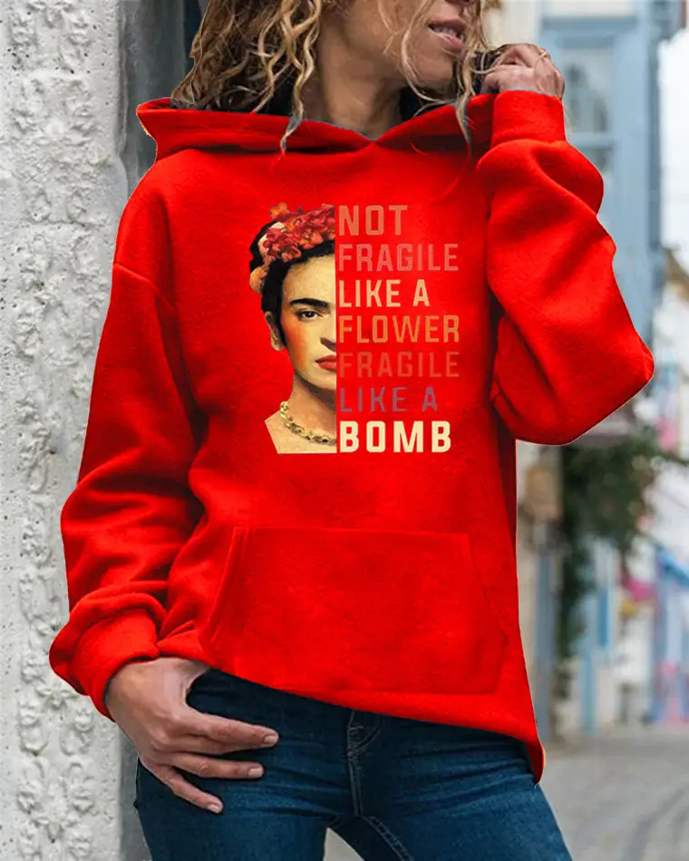 Women's 2020 Hoodie Brown Floral Print Bomby Bombs - Image 4