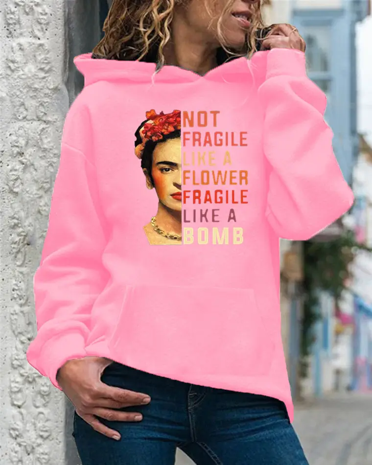 Women's 2020 Hoodie Brown Floral Print Bomby Bombs - Image 5