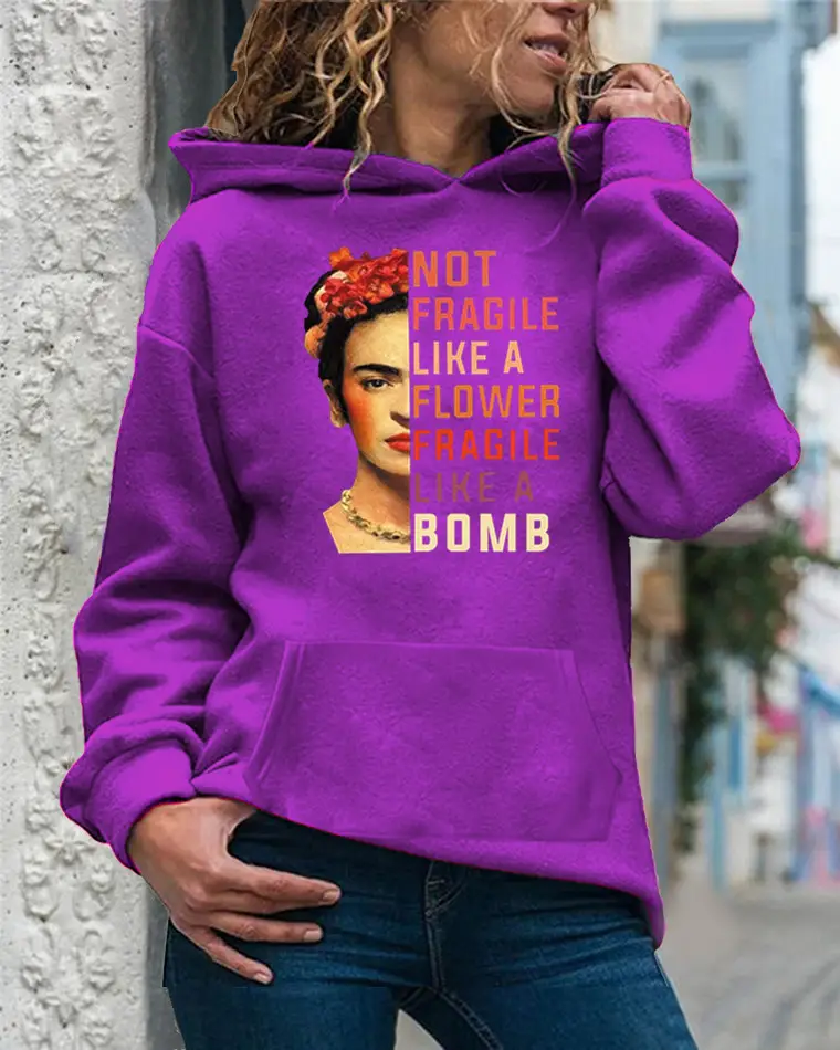 Women's 2020 Hoodie Brown Floral Print Bomby Bombs - Image 8
