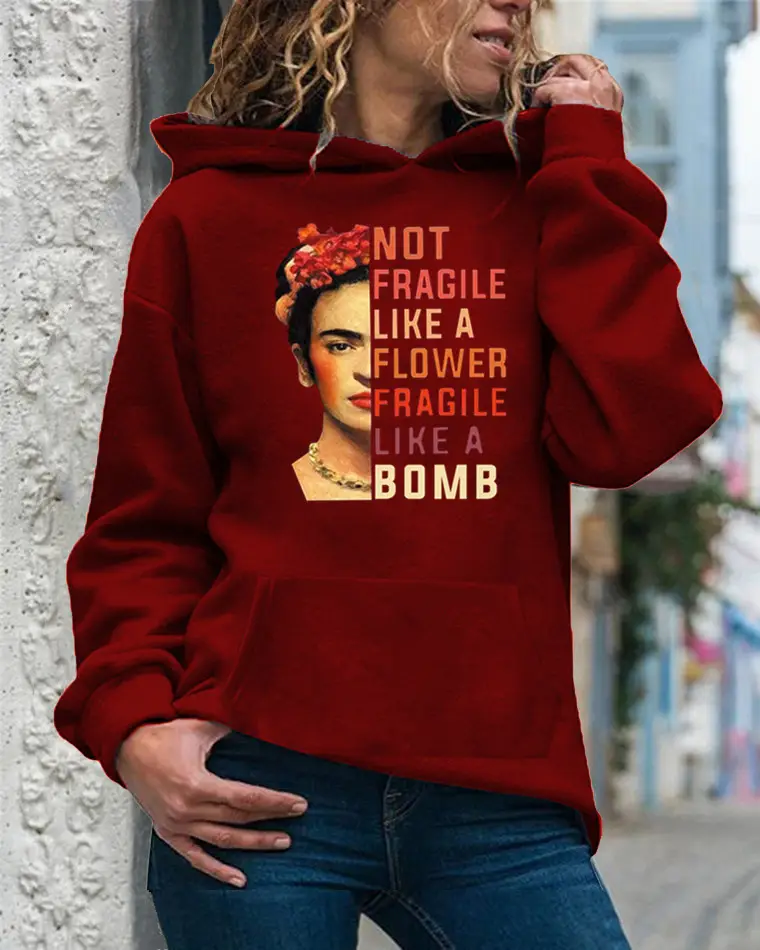 Women's 2020 Hoodie Brown Floral Print Bomby Bombs - Image 9