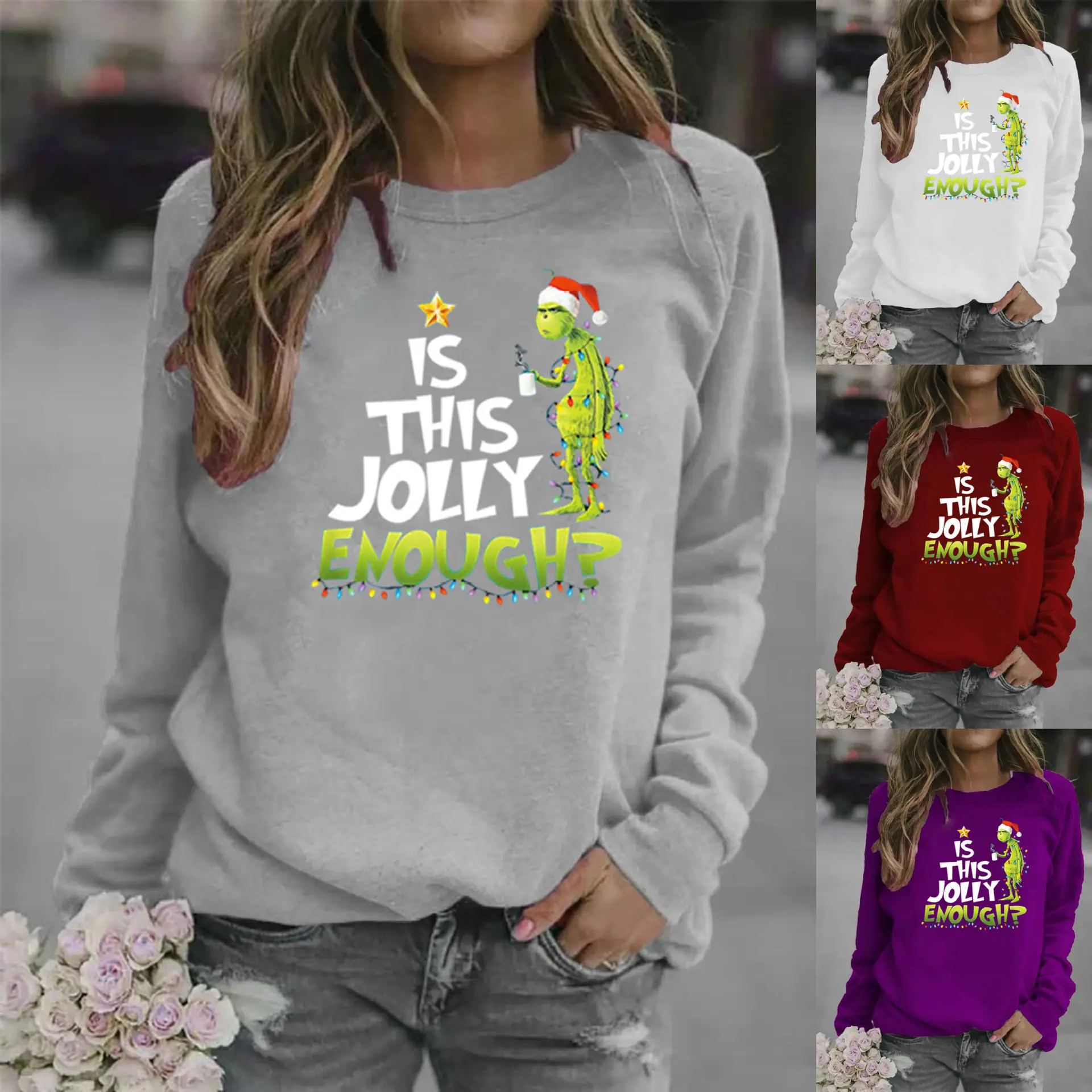 Women Red Jolly Christmas Sweater Round Neck 2020 - Image 12