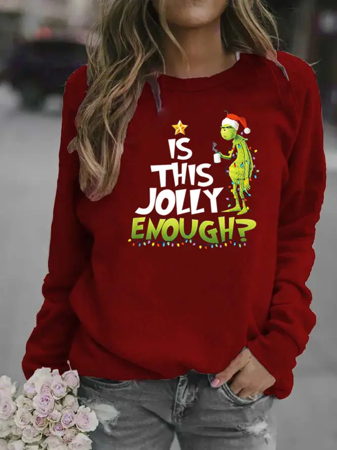Women Red Jolly Christmas Sweater Round Neck 2020 - Image 13