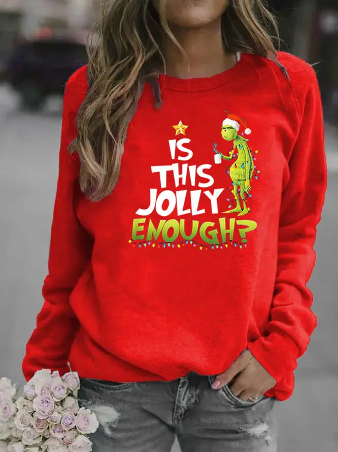 Women Red Jolly Christmas Sweater Round Neck 2020 - Image 4