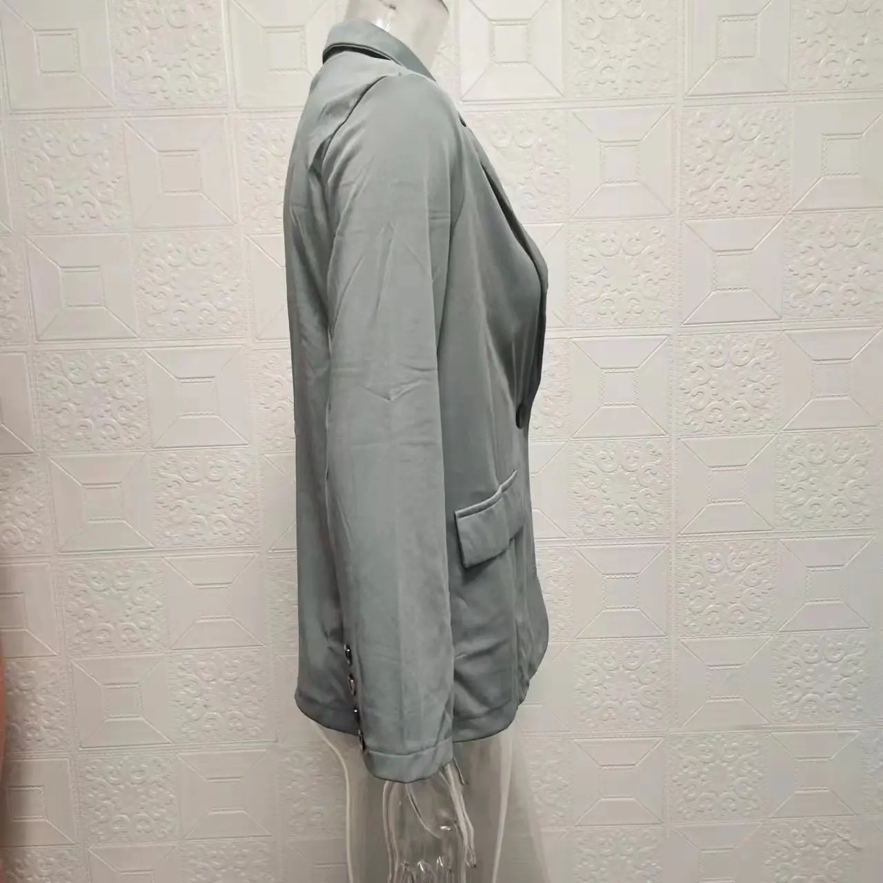 2024 Women's Grey Slim Fit Lapel Suit Jacket Pants Set — feature 15