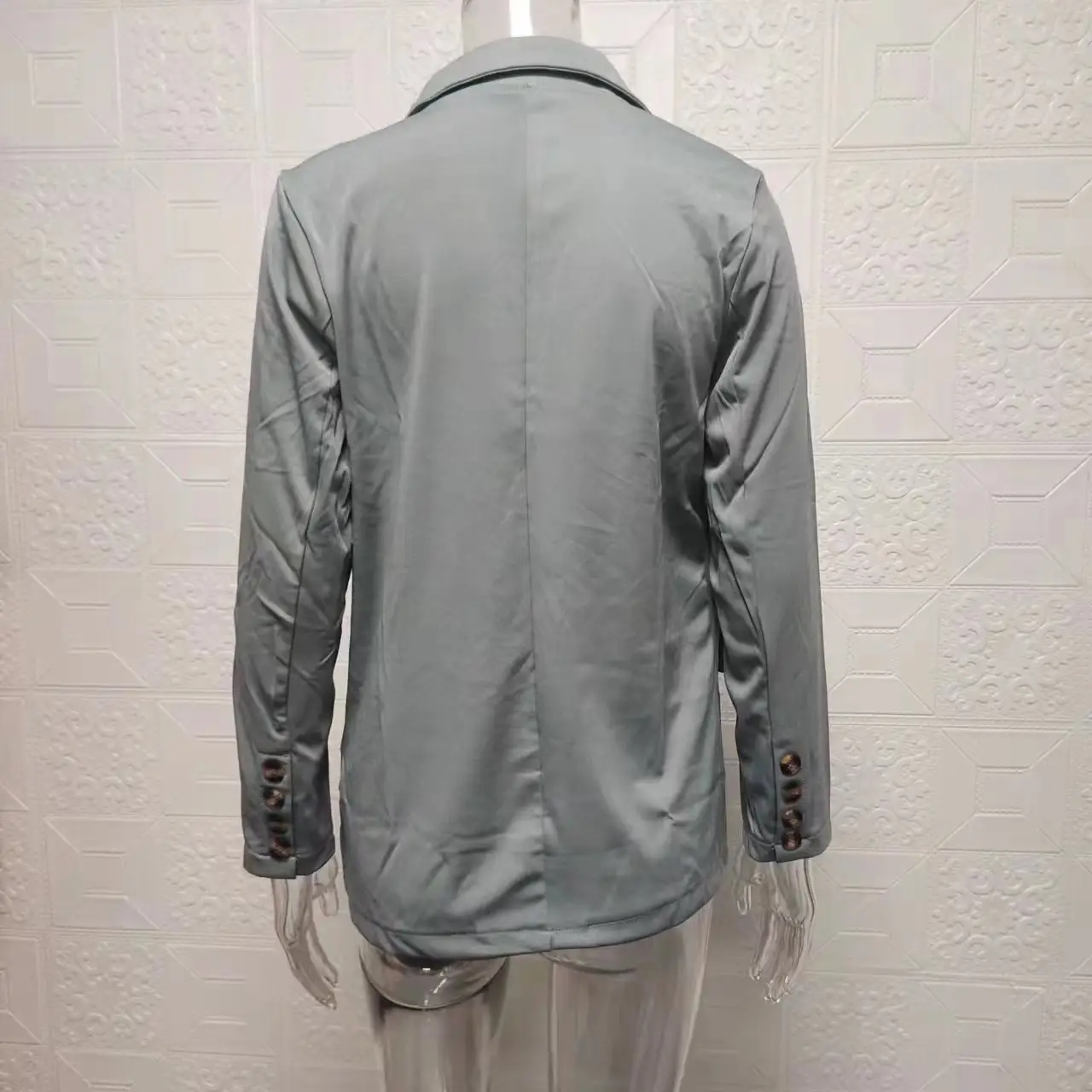 2024 Women's Grey Slim Fit Lapel Suit Jacket Pants Set — feature 16