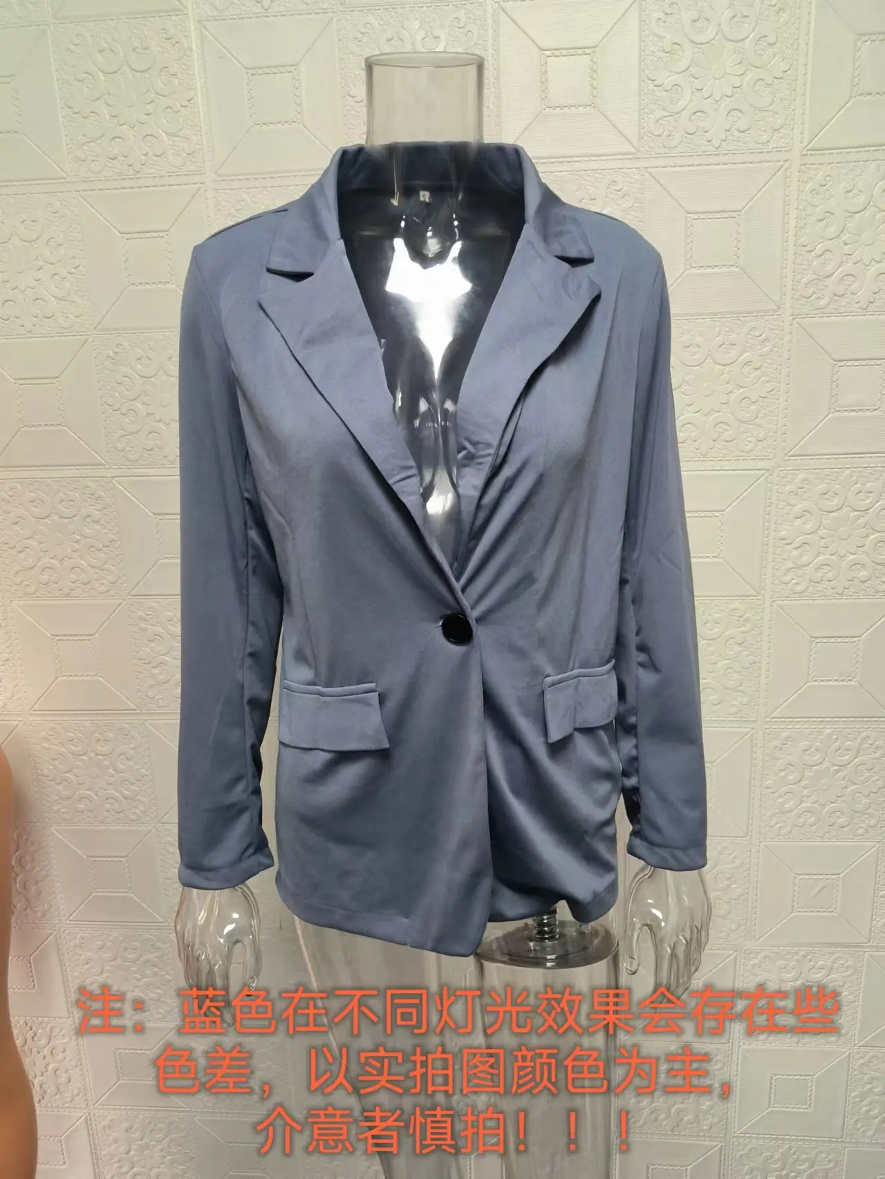 2024 Women's Grey Slim Fit Lapel Suit Jacket Pants Set — feature 7