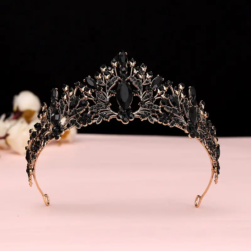 Bride Crown with Red Crystal Embellishment Gold - Image 22
