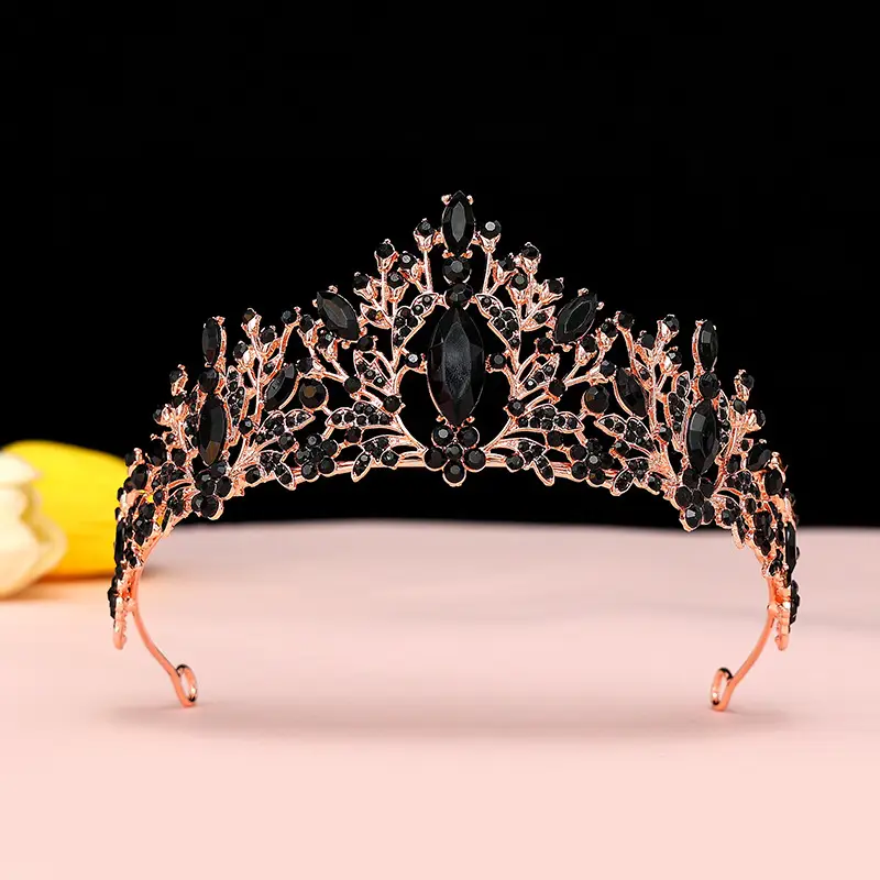 Bride Crown with Red Crystal Embellishment Gold - Image 27