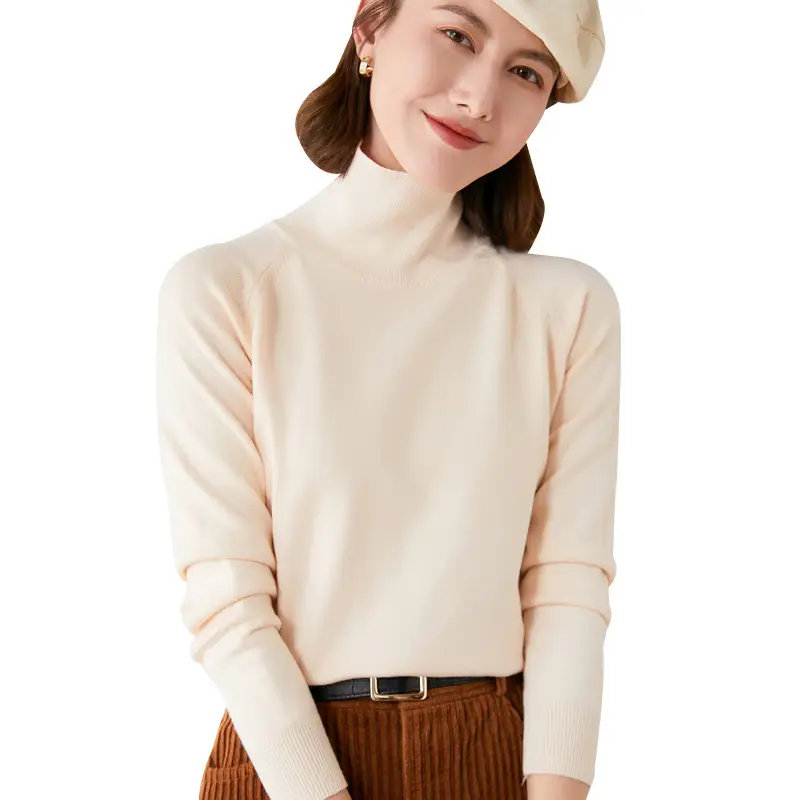 Women High Collar Turtleneck Sweater Purple Long Sleeve Winter Wear - Image 14