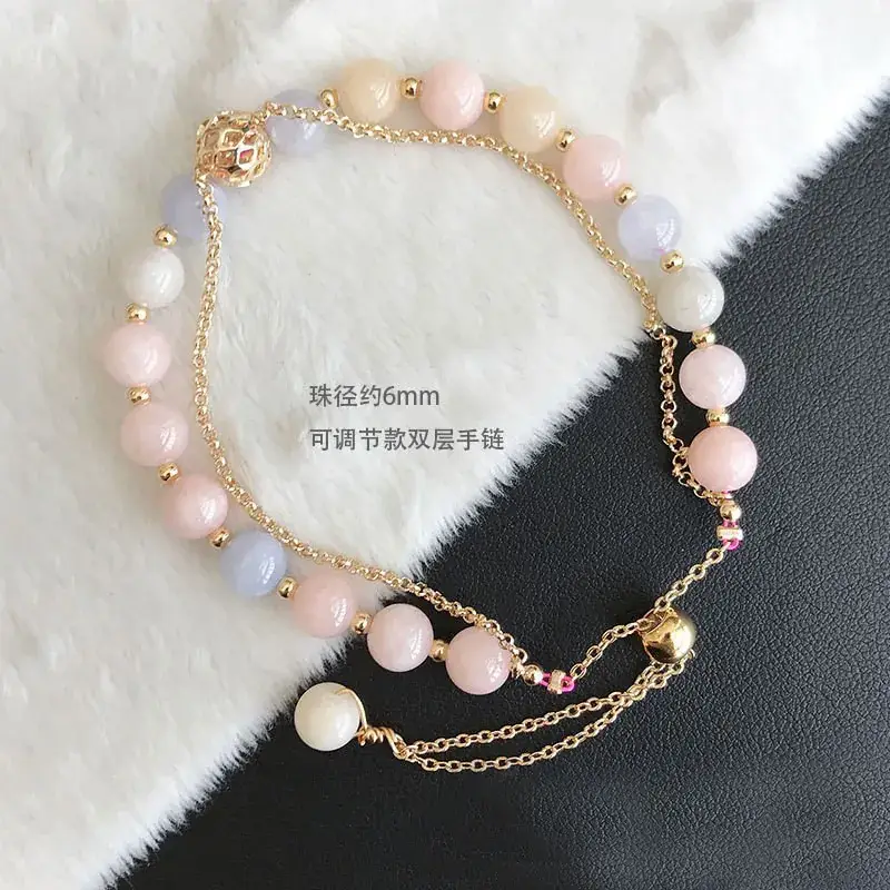 Peach & Blue Crystal Bracelet for Girls - Image 3