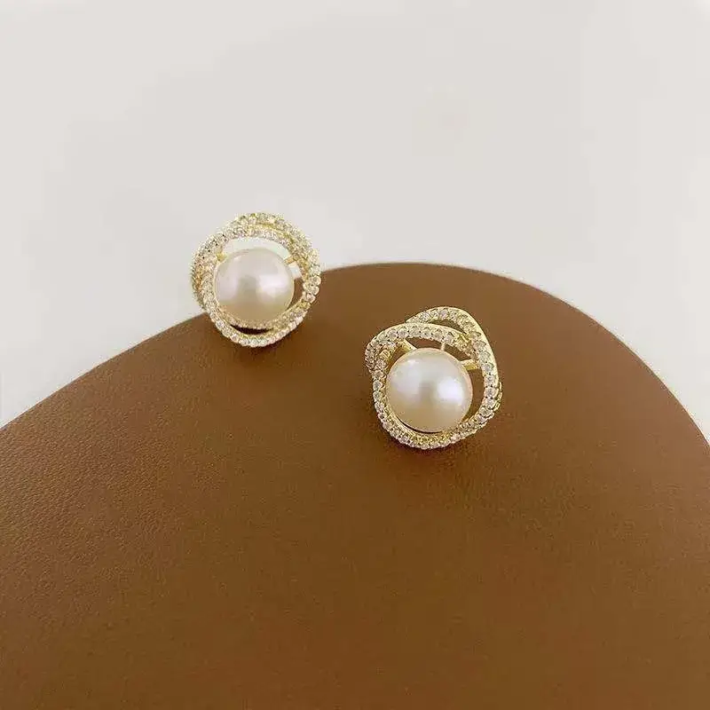 Guan Yu Pearl Earrings S925 Gold Full Diamond — feature 7