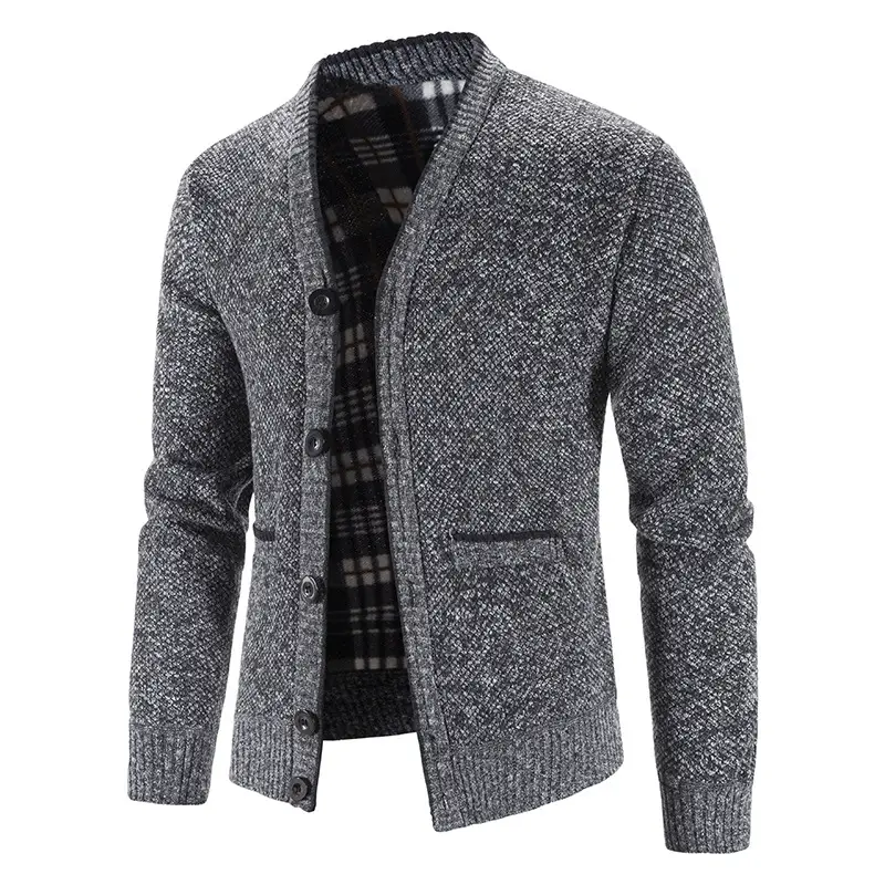2024 Men Velvet V Neck Cardigan Large - Image 7