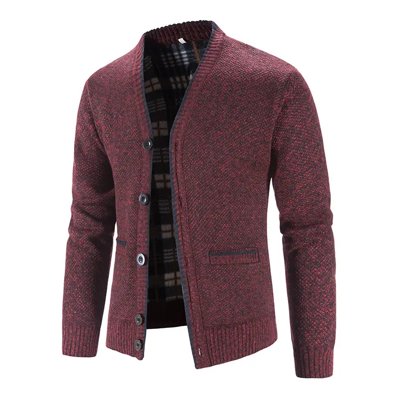 2024 Men Velvet V Neck Cardigan Large - Image 8