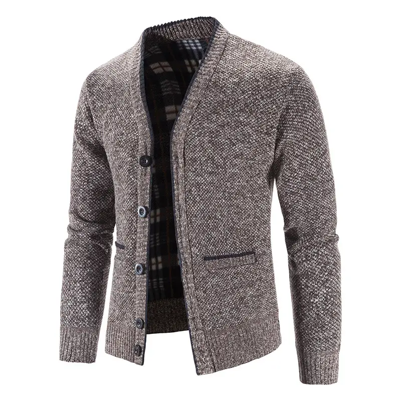 2024 Men Velvet V Neck Cardigan Large - Image 9