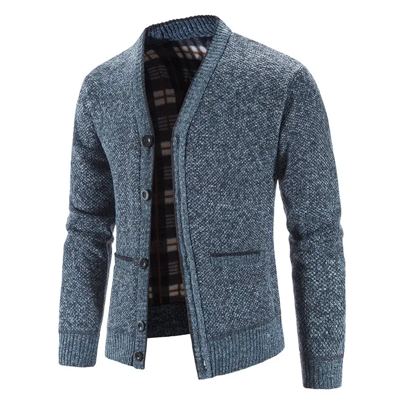 2024 Men Velvet V Neck Cardigan Large - Image 10