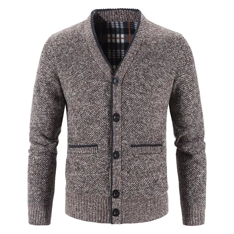 2024 Men Velvet V Neck Cardigan Large - Image 2