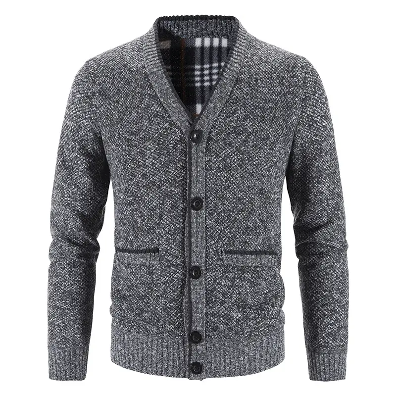 2024 Men Velvet V Neck Cardigan Large - Image 5