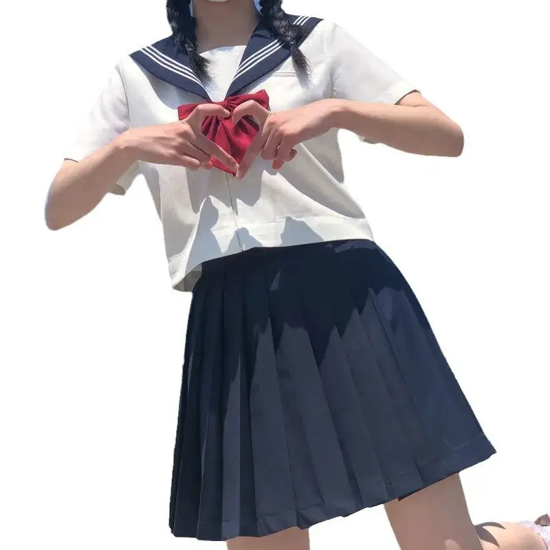 Japanese Sailor Suit Short Sleeve White with Red Bow - Image 17