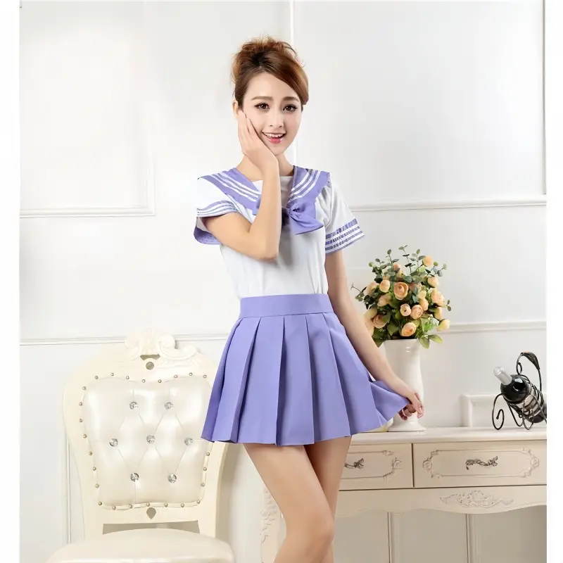 Japanese Sailor Suit Short Sleeve White with Red Bow - Image 11