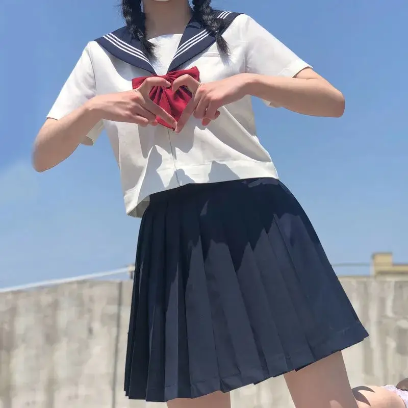 Japanese Sailor Suit Short Sleeve White with Red Bow - Image 3