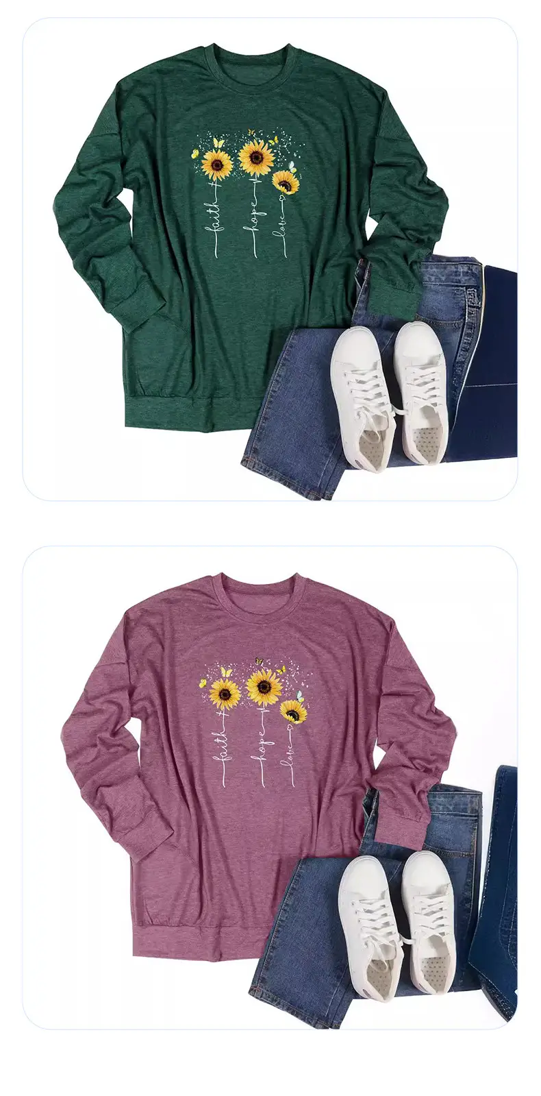 Black Sunflower Print Long Sleeve T-Shirt with Belt — feature 9