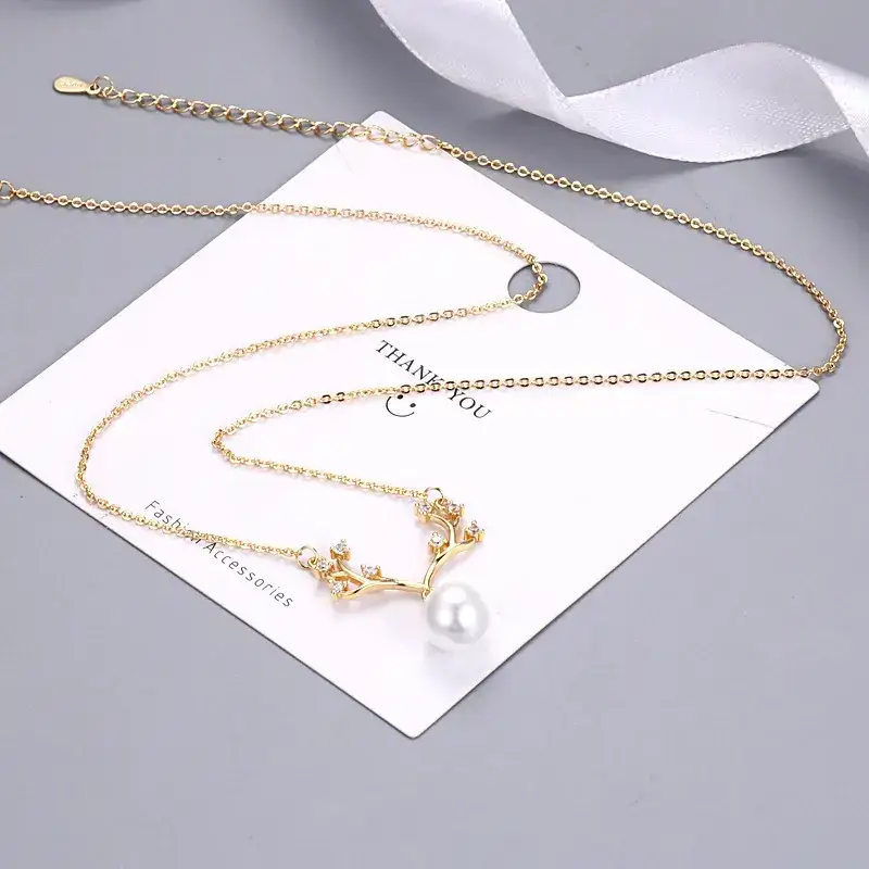 Gold Pearl Clavicle Necklace for Women - Image 4