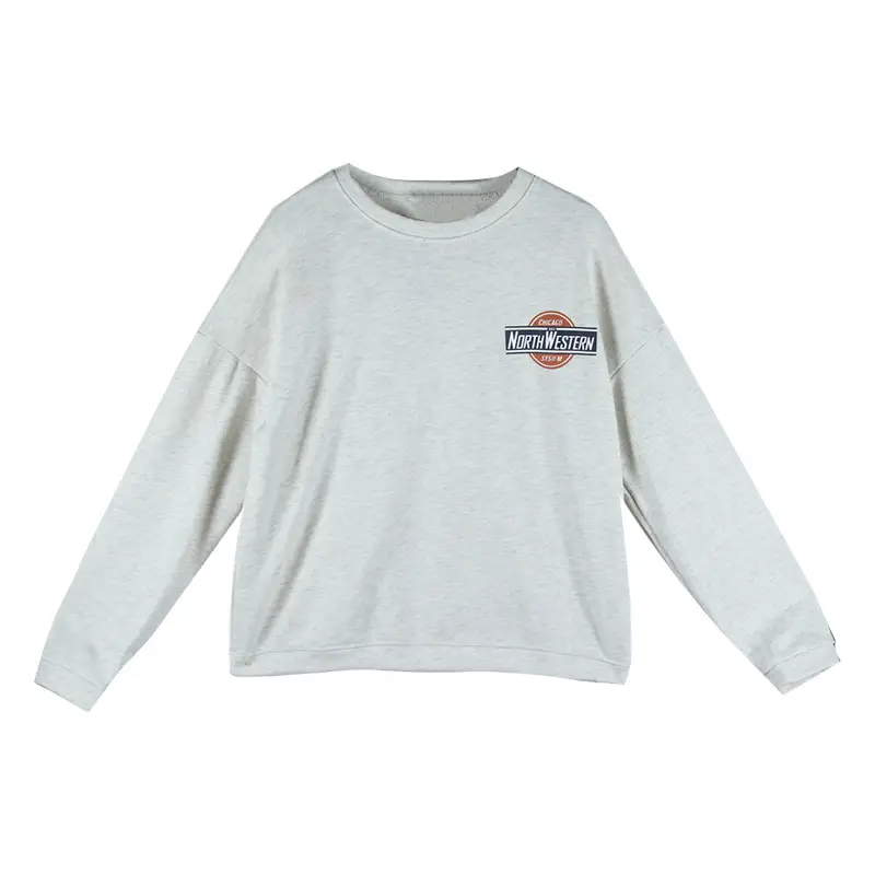 Women Long Sleeve Grey Sweatshirt with Logo 2025 - Image 7