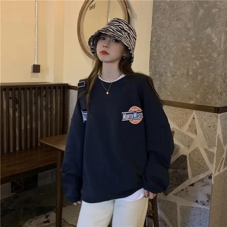 Women Long Sleeve Grey Sweatshirt with Logo 2025 — feature 20