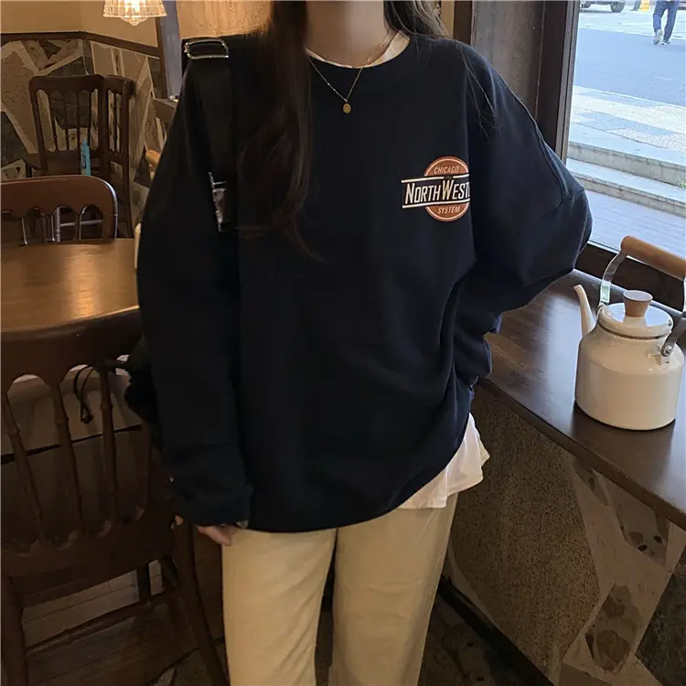 Women Long Sleeve Grey Sweatshirt with Logo 2025 — feature 22