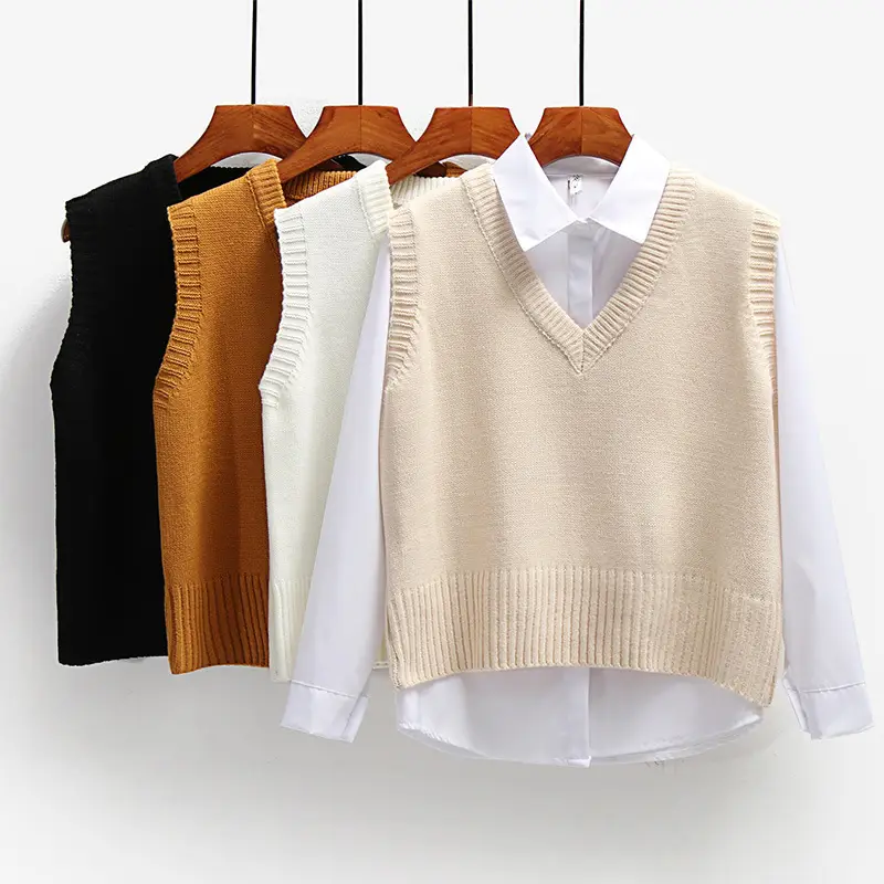 2022 V-Neck Knit Vest for Women Spring Autumn College Style - Image 5