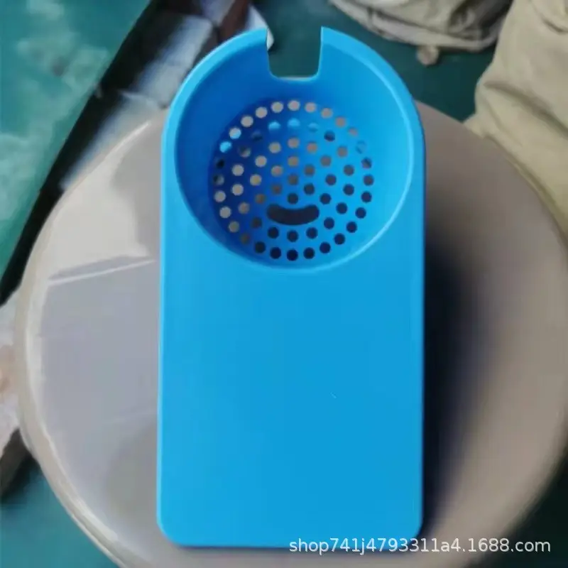 Blue Plastic Desk Cup Holder with Drain