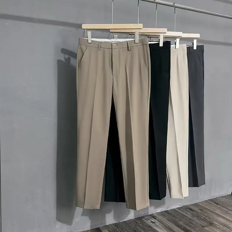 Men's Slim Fit Western Pants Black Cropped Business Casual - Image 12