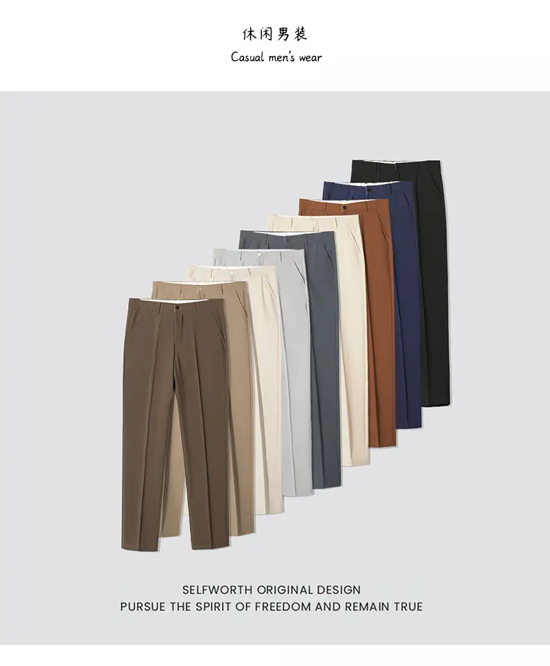 Men's Slim Fit Western Pants Black Cropped Business Casual — feature 1