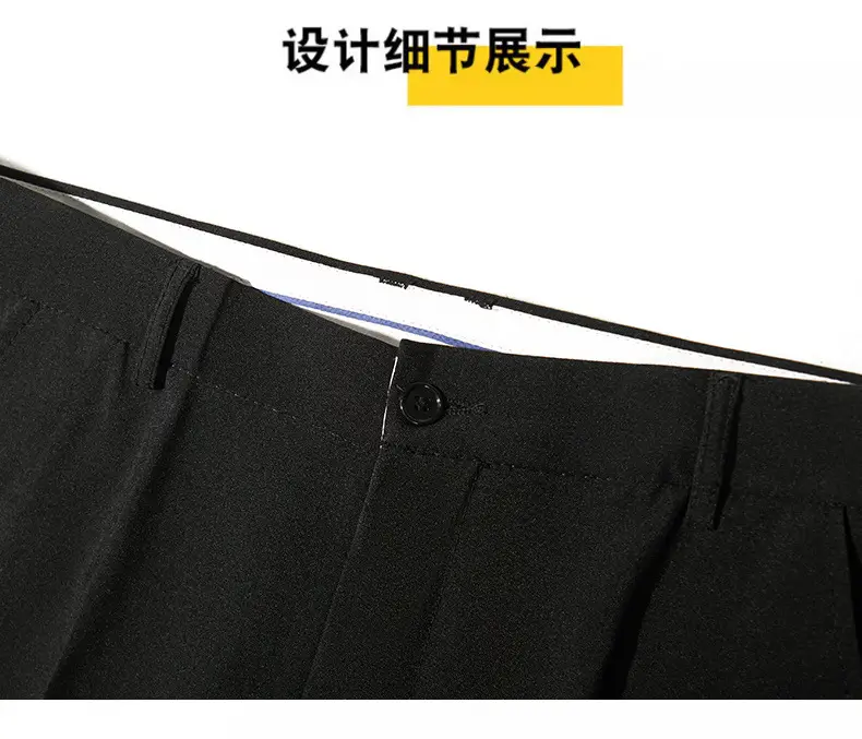 Men's Slim Fit Western Pants Black Cropped Business Casual — feature 17
