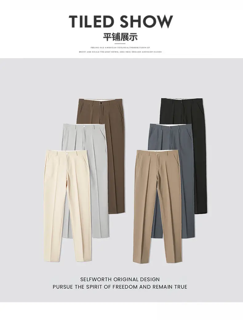 Men's Slim Fit Western Pants Black Cropped Business Casual — feature 4