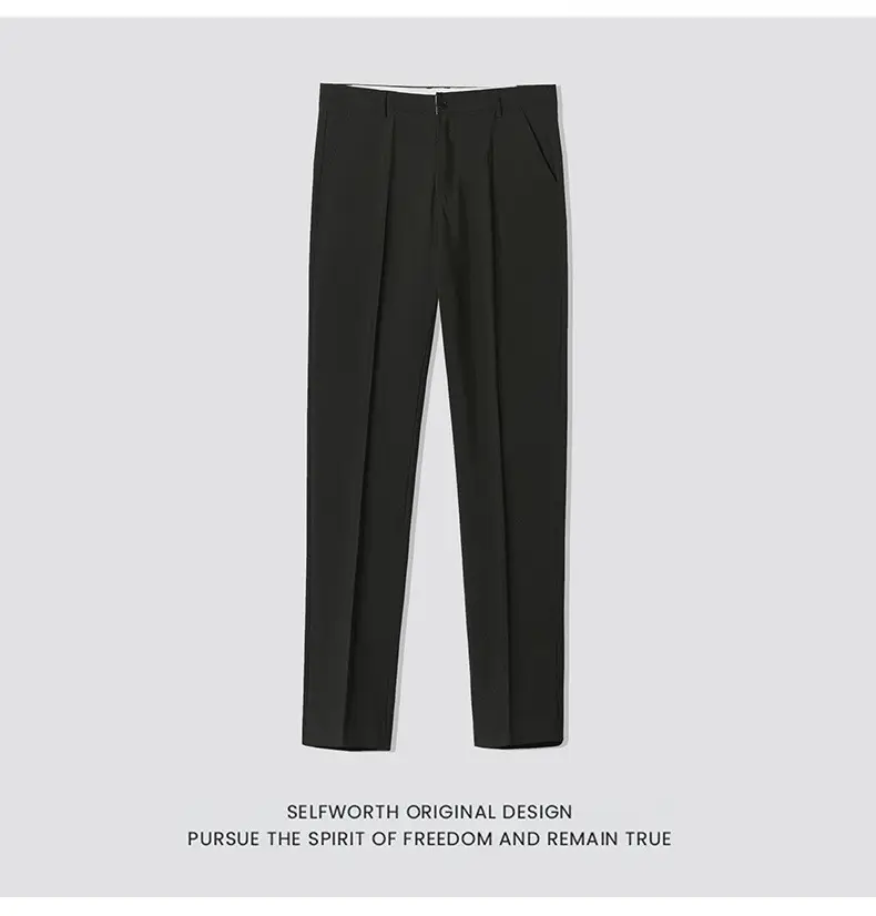 Men's Slim Fit Western Pants Black Cropped Business Casual — feature 5