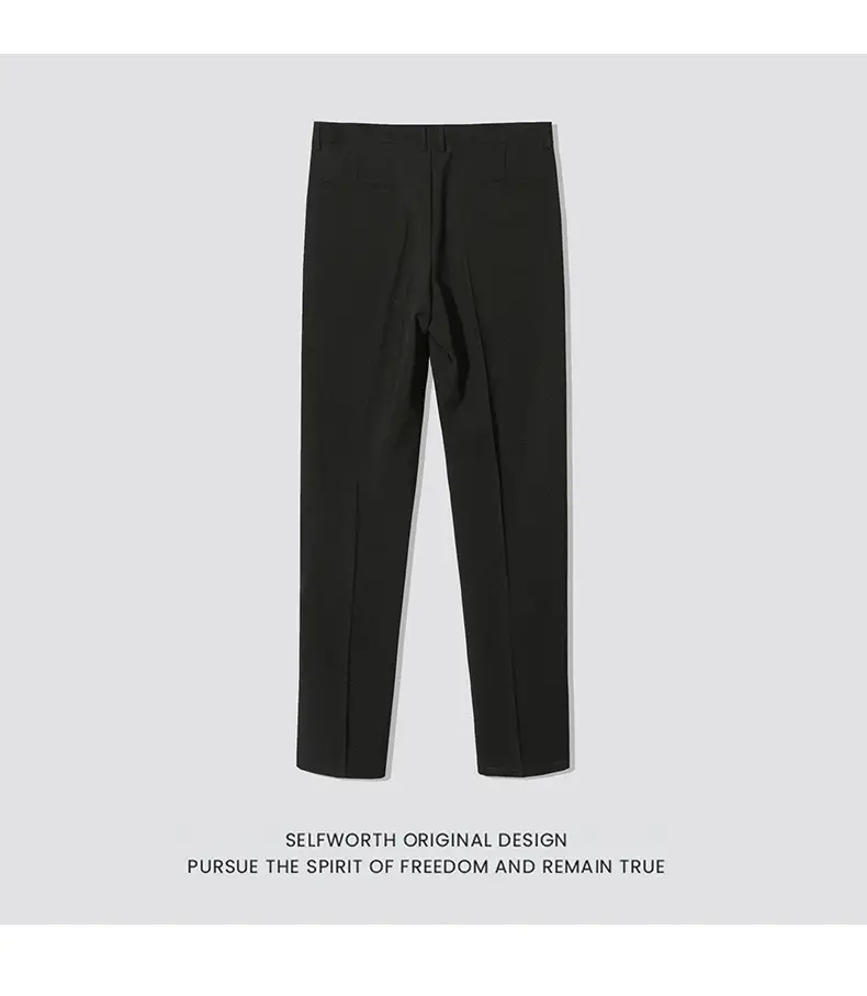 Men's Slim Fit Western Pants Black Cropped Business Casual — feature 6